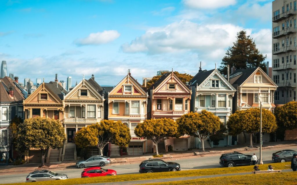 Rows of colorful homes in a Daly City neighborhood